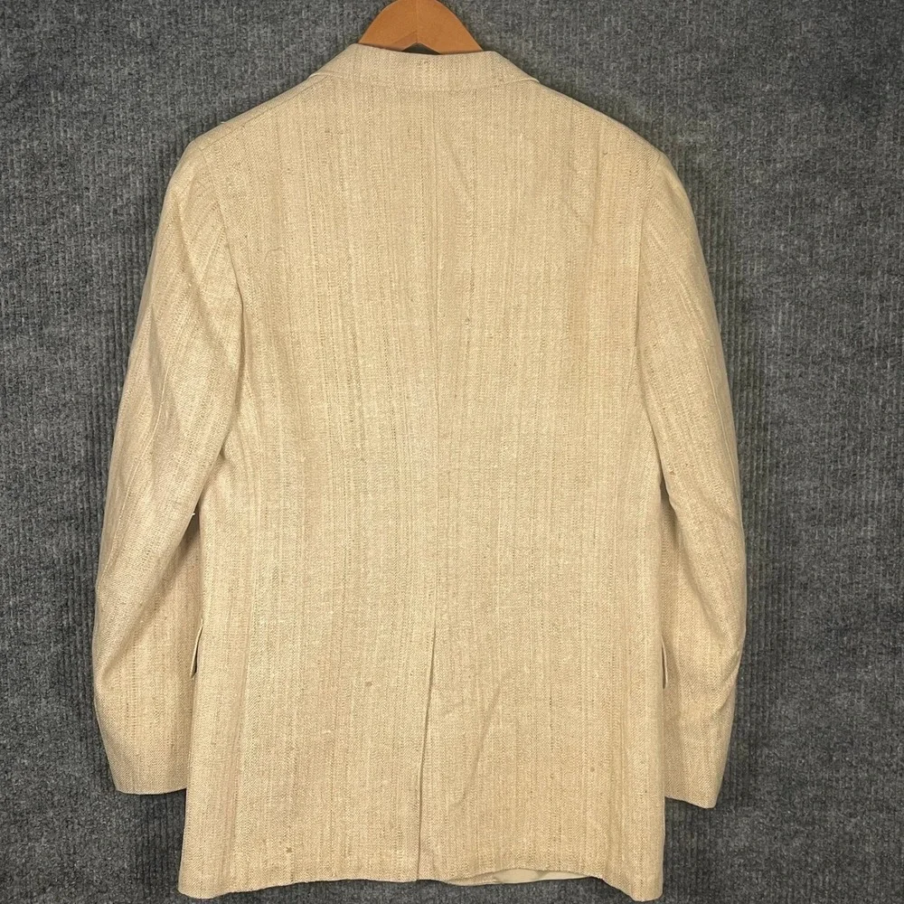 Culwell & Son Blazer Mens 42 Cream Nubby Weave Vintage Tailored USA Sport Coat